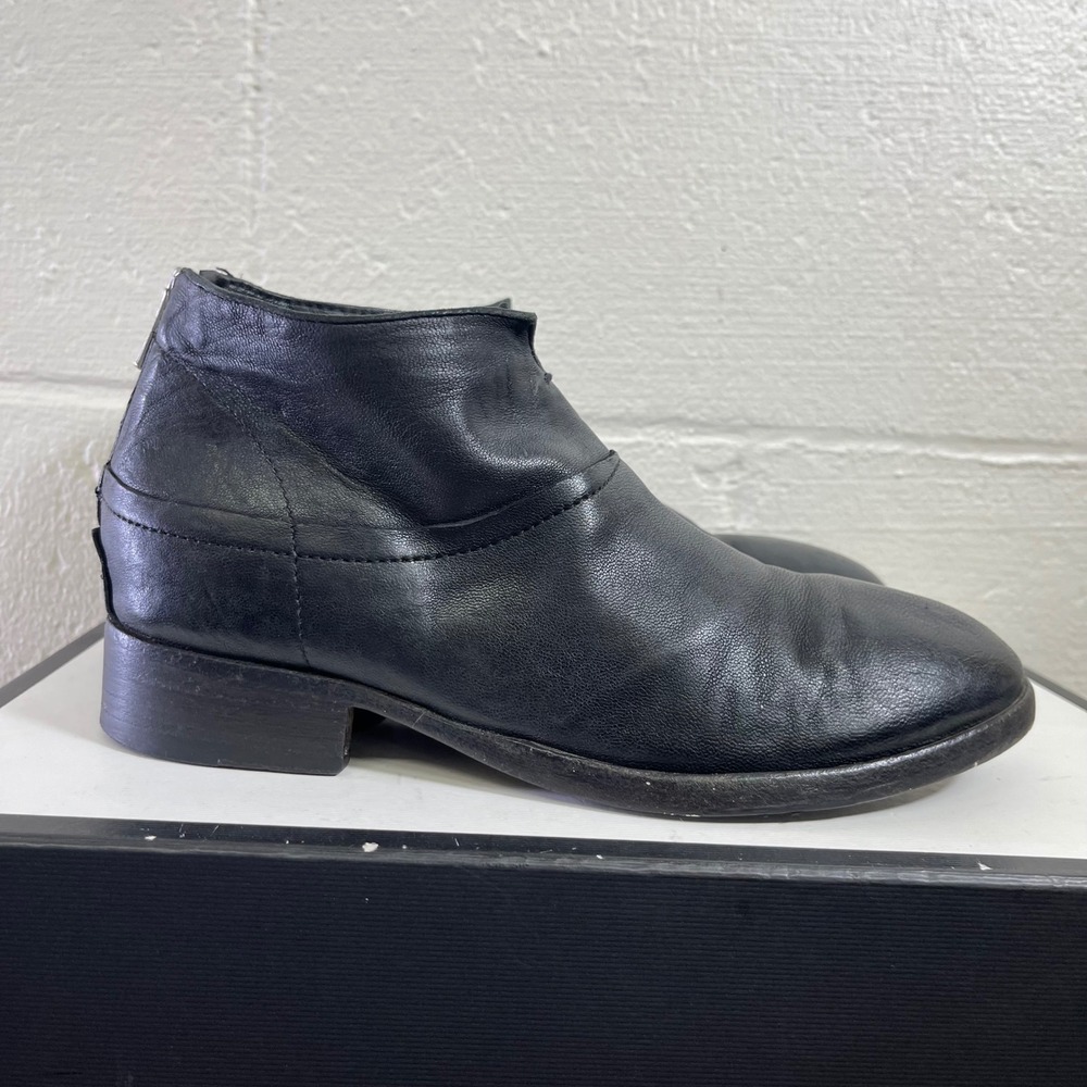Shoto 50407 Black Leather Back Zip‎ Ankle Boots Womens 37.5 EU/6.5 US Italy Made
